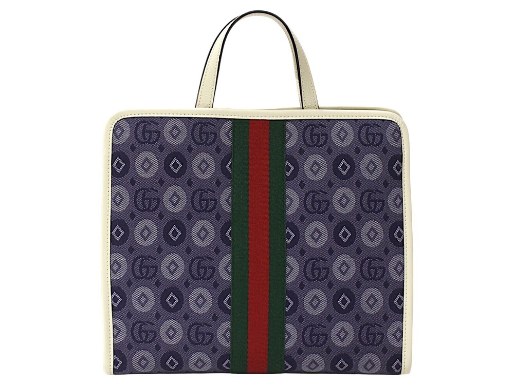 Gucci Canvas Navy Leather Bag Green Tote Red Handbag GG Double Blue